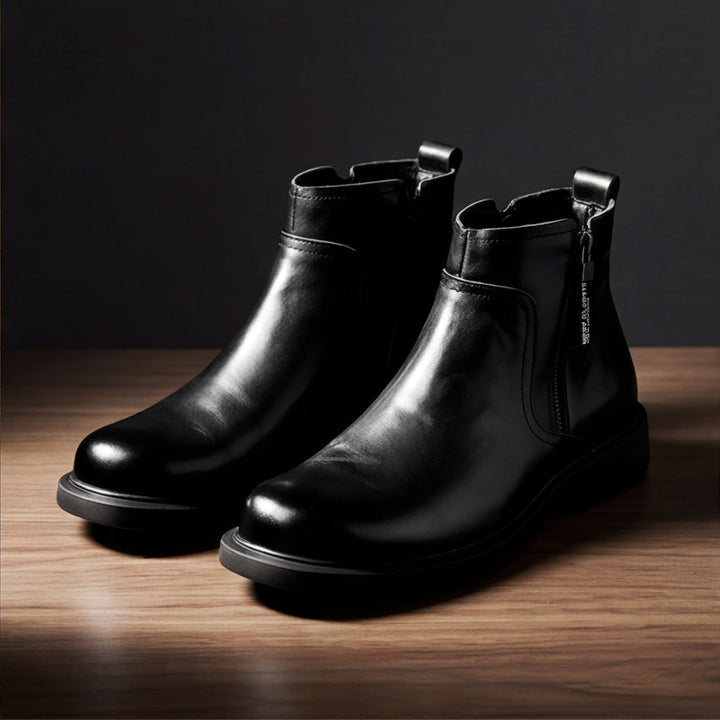 Mens Classic Side Zipper Boots Genuine Leather Durable 7