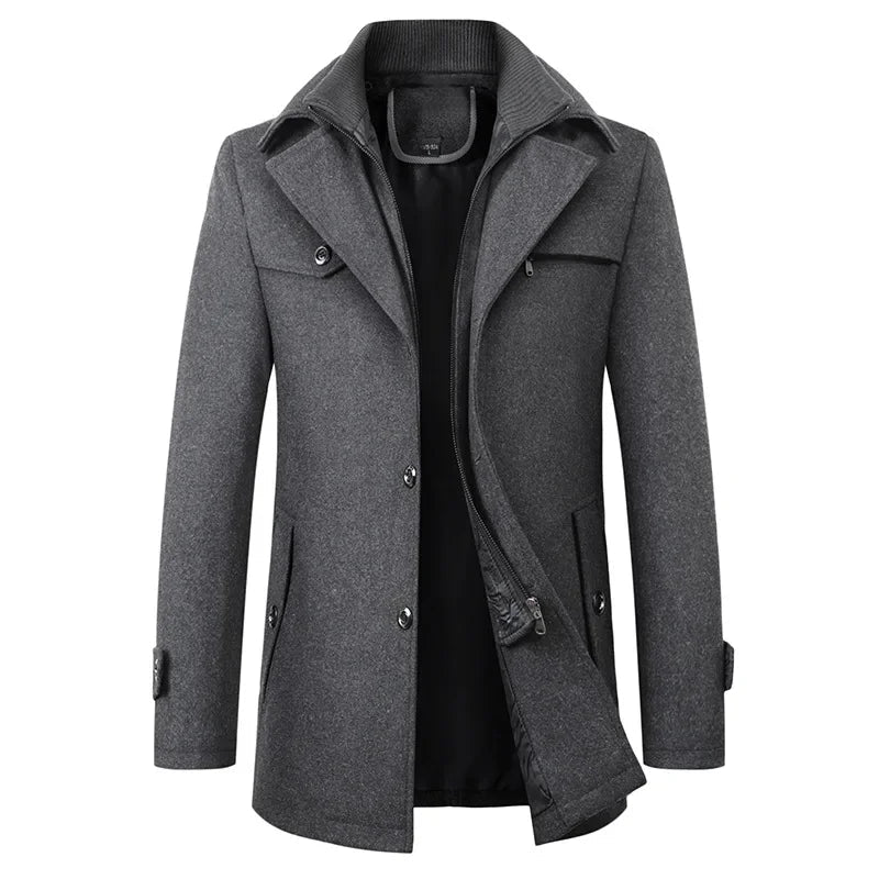Mens Classic Tailored Wool Coat Lightweight Premium Wool 4