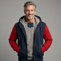 Men's Color-Block Hooded Fleece Jacket Winter Outerwear
