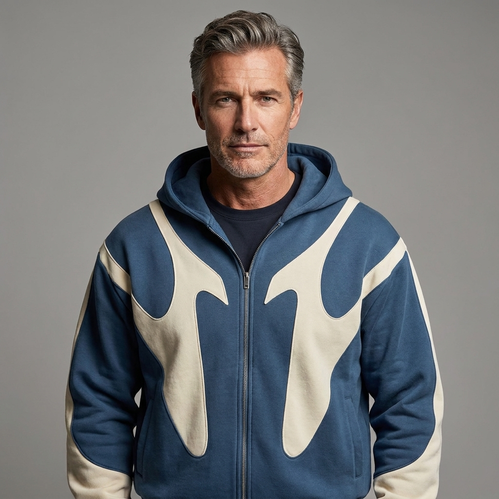 Men's Graphic Flame Pattern Zip-Up Hoodie Casual Wear 3