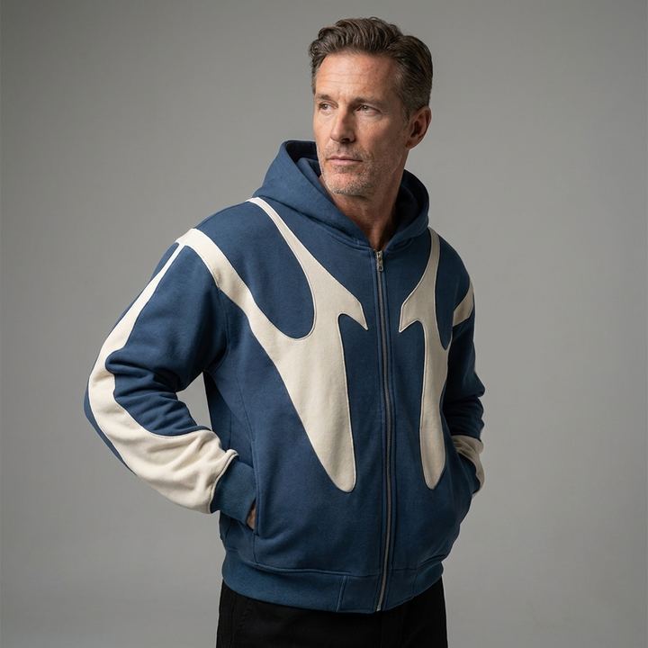 Men's Graphic Flame Pattern Zip-Up Hoodie Casual Wear 4