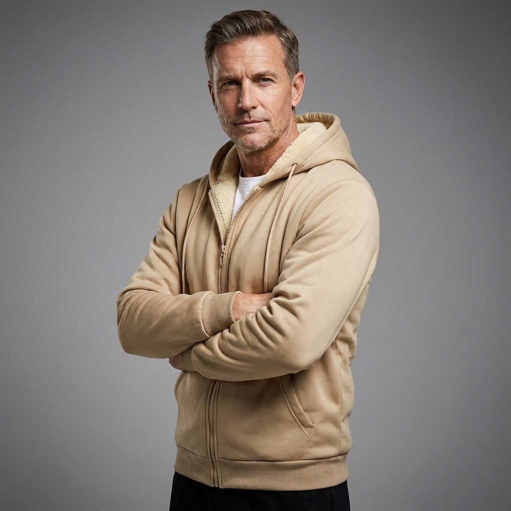 Men's Heavyweight Fleece Hooded Jacket for Winter Activities 13