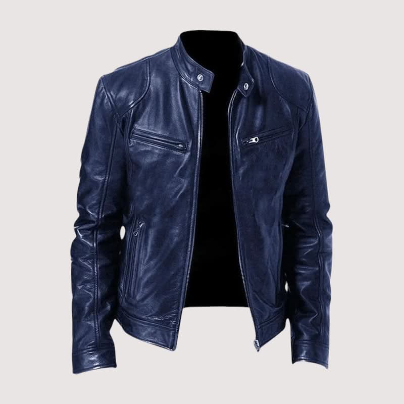 Men's Modern Fit Leather Jacket in Black with Soft Lining 5
