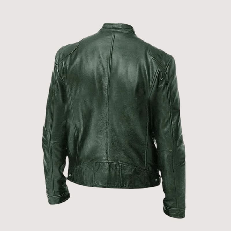 Men's Modern Fit Leather Jacket in Black with Soft Lining 7
