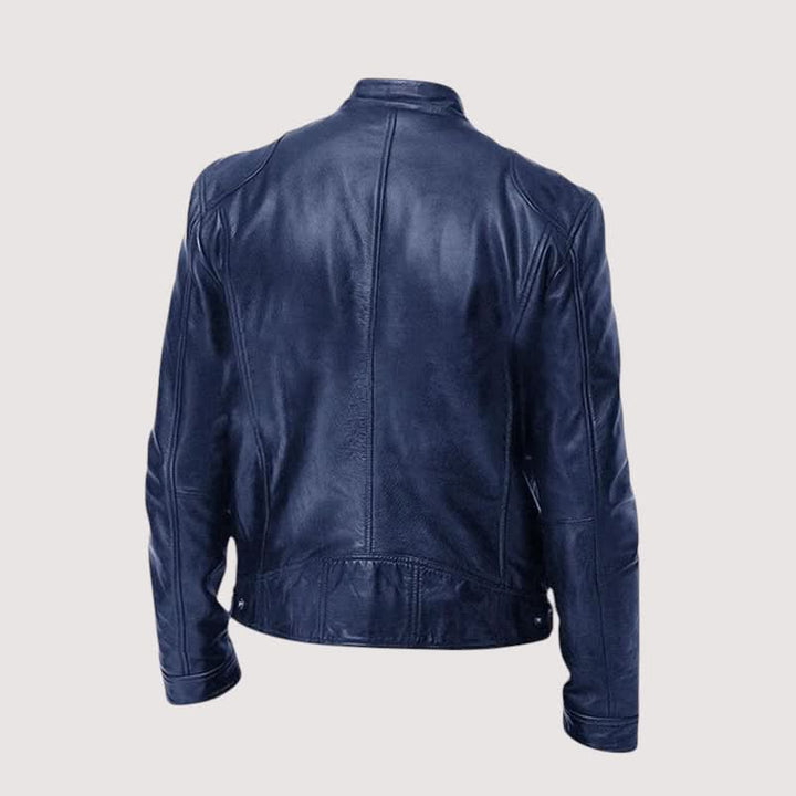 Men's Modern Fit Leather Jacket in Black with Soft Lining 8