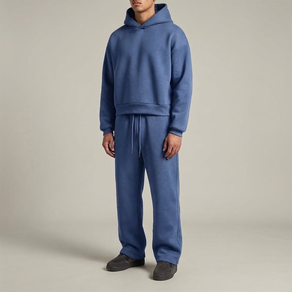 Mens Oversized Hooded Tracksuit Set Cotton Blend 2