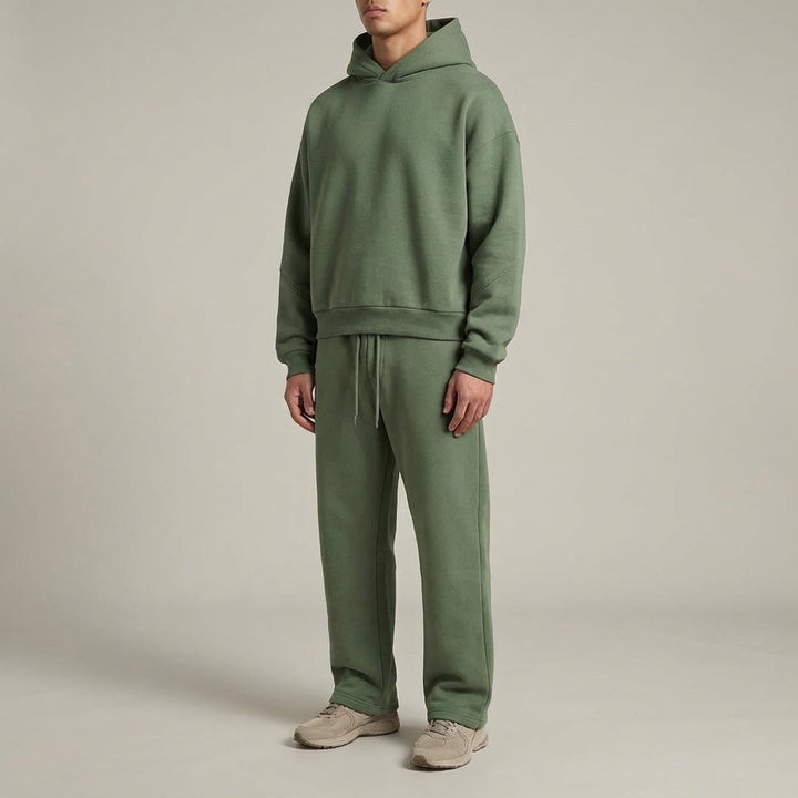 Mens Oversized Hooded Tracksuit Set Cotton Blend 4