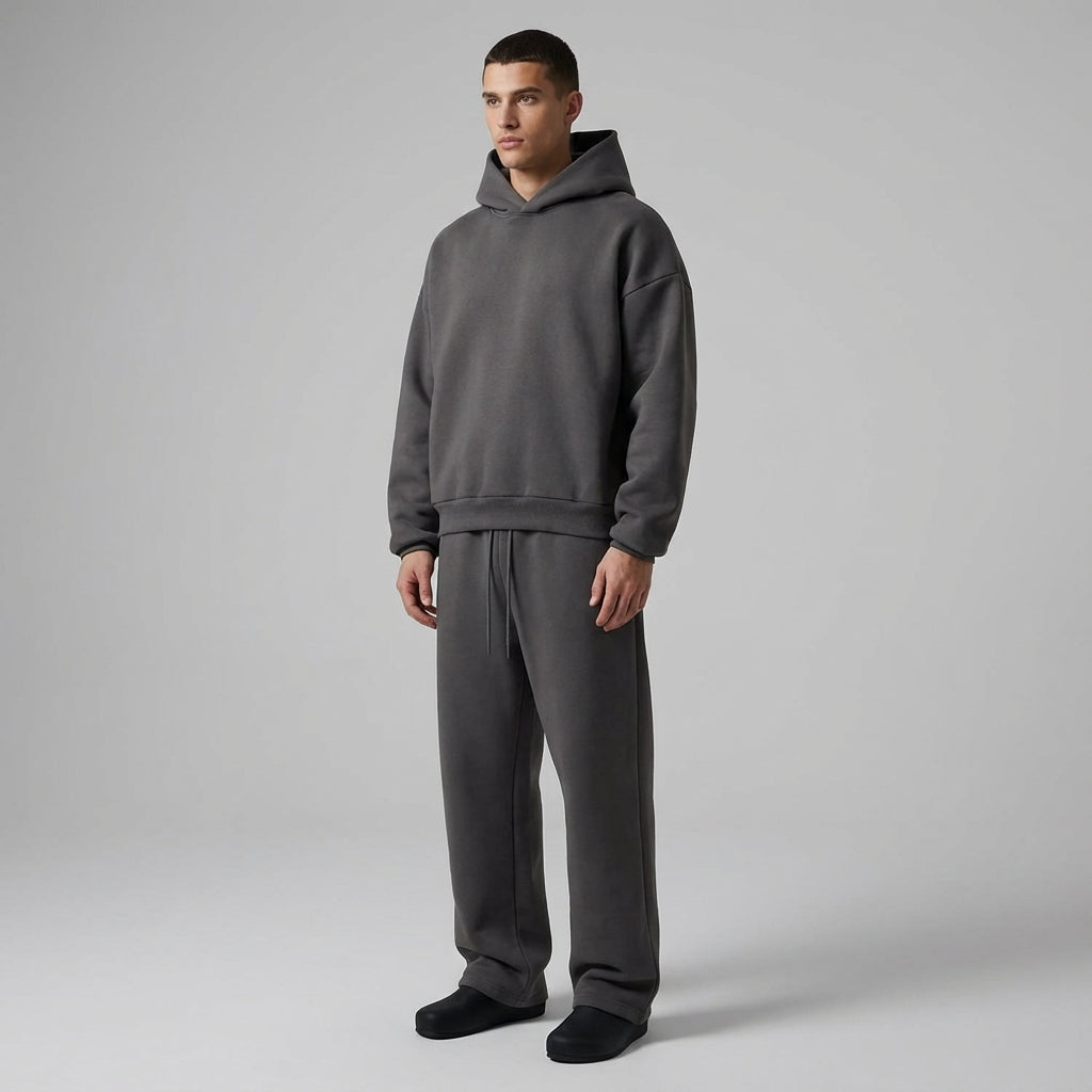 Mens Oversized Hooded Tracksuit Set Cotton Blend 5