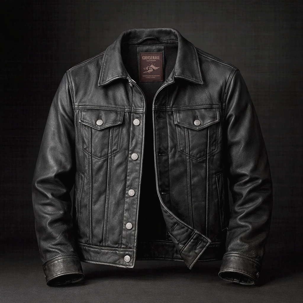 Men's Rugged Patina Leather Zip-Up Jacket for Active Wear 2