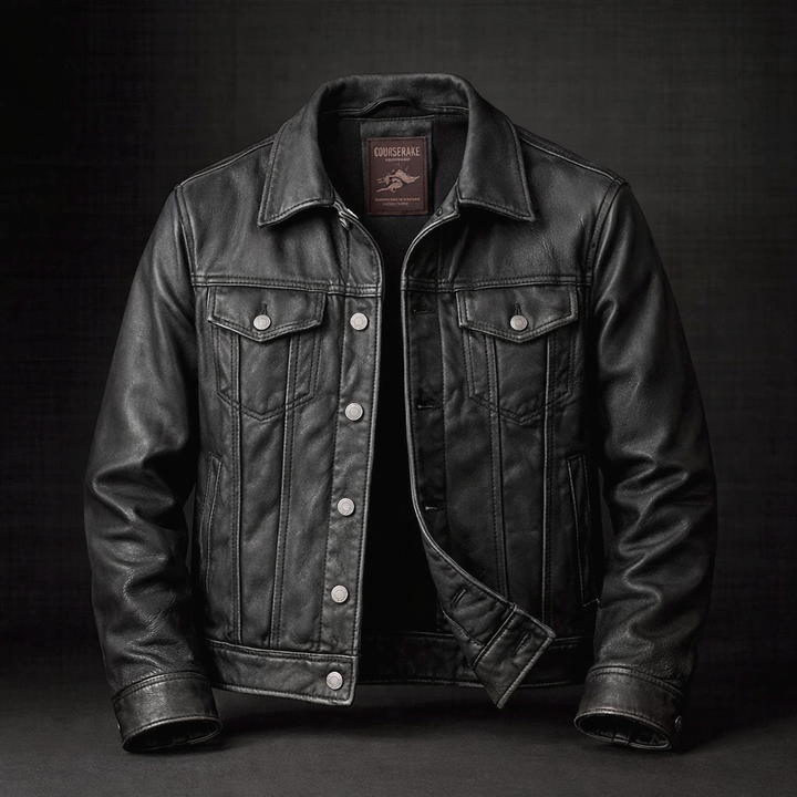 Men's Rugged Patina Leather Zip-Up Jacket for Active Wear 2