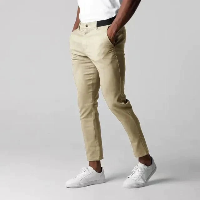 Mens Trousers Slim Fit Tailored Chino Cotton Casual 2