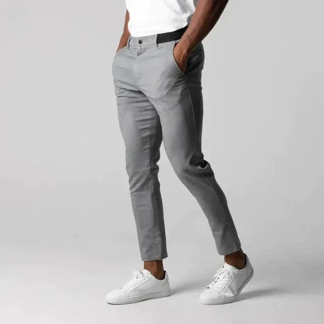Mens Trousers Slim Fit Tailored Chino Cotton Casual 3