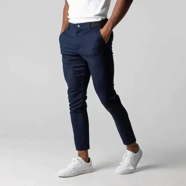 Mens Trousers Slim Fit Tailored Chino Cotton Casual 4