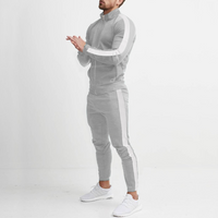 Mens Slim Fit Zip-Up Tracksuit Set Polyester Athletic Wear