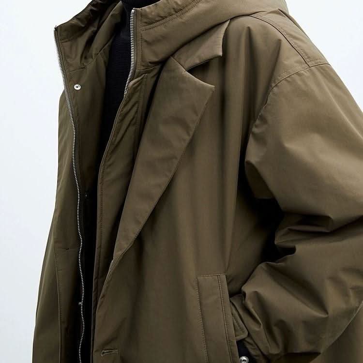 Mens Tailored Long Water Resistant Overcoat Wool Blend 3