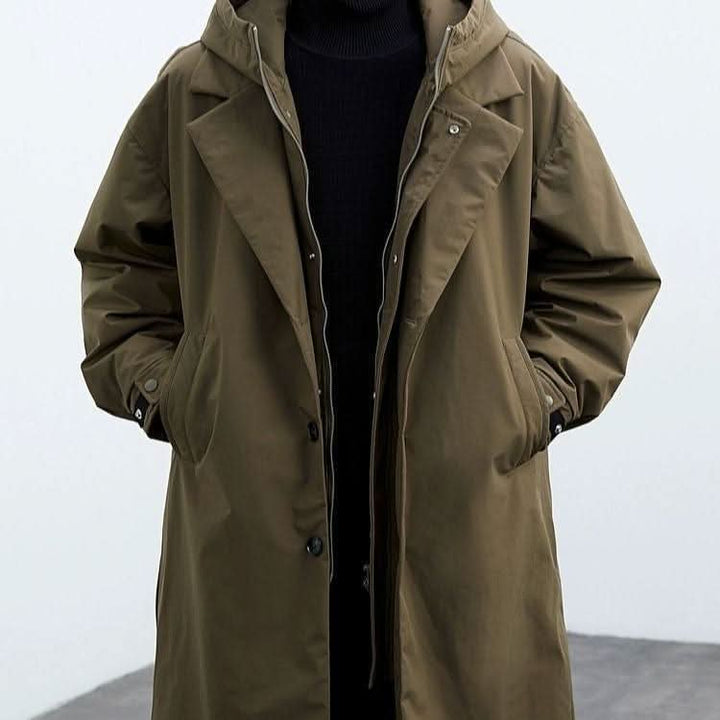 Mens Tailored Long Water Resistant Overcoat Wool Blend 4