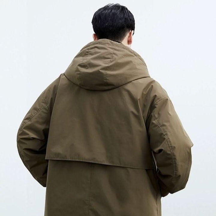 Mens Tailored Long Water Resistant Overcoat Wool Blend 5
