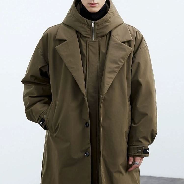 Mens Tailored Long Water Resistant Overcoat Wool Blend 6