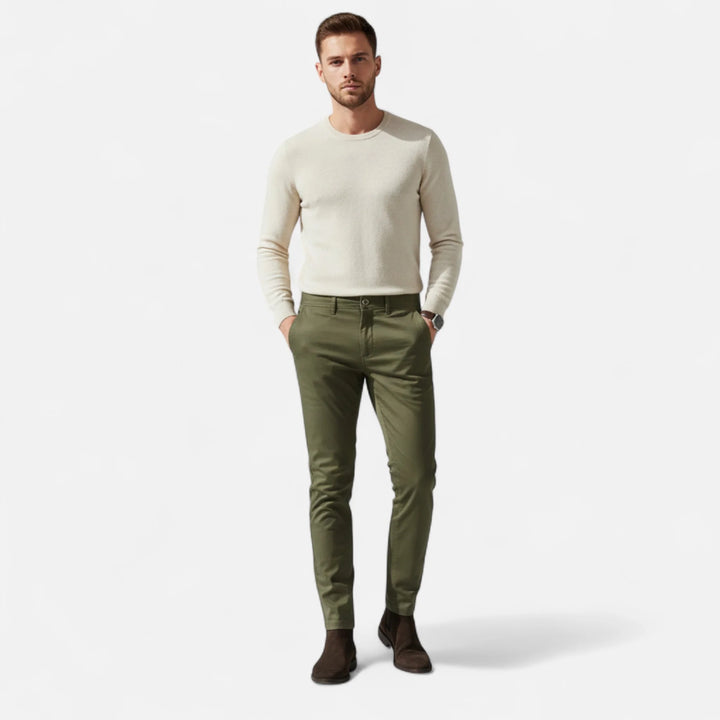 Mens Trousers Tailored Smart Casual Chino Cotton Blend 1