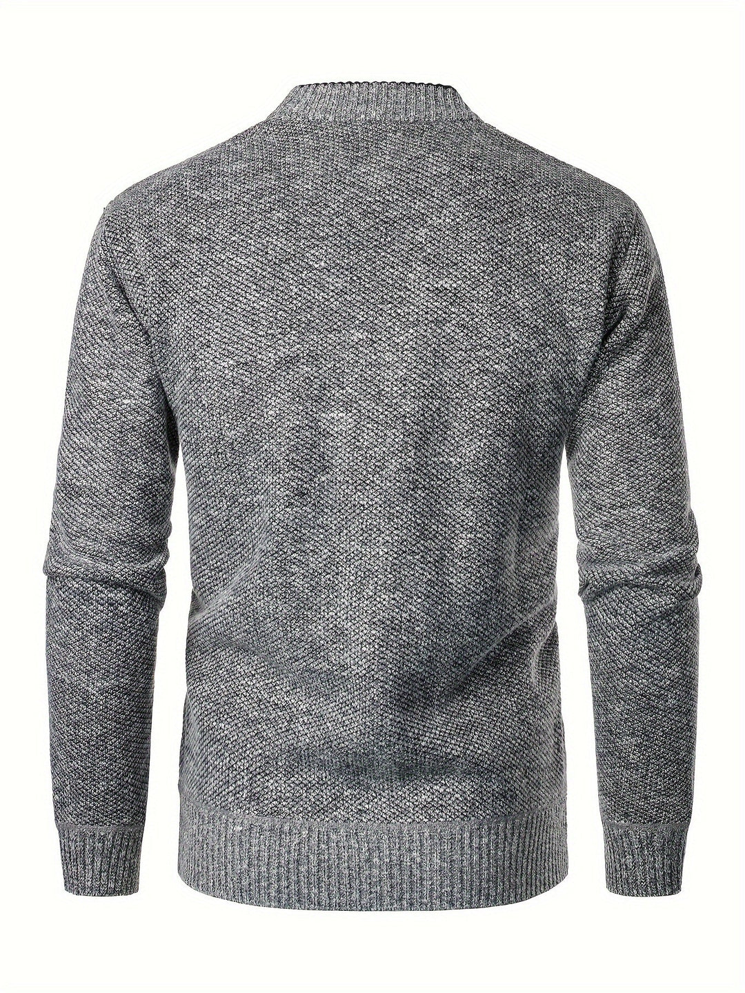 Mens V-Neck Long Sleeve Fleece Cardigan Black Polyester 7