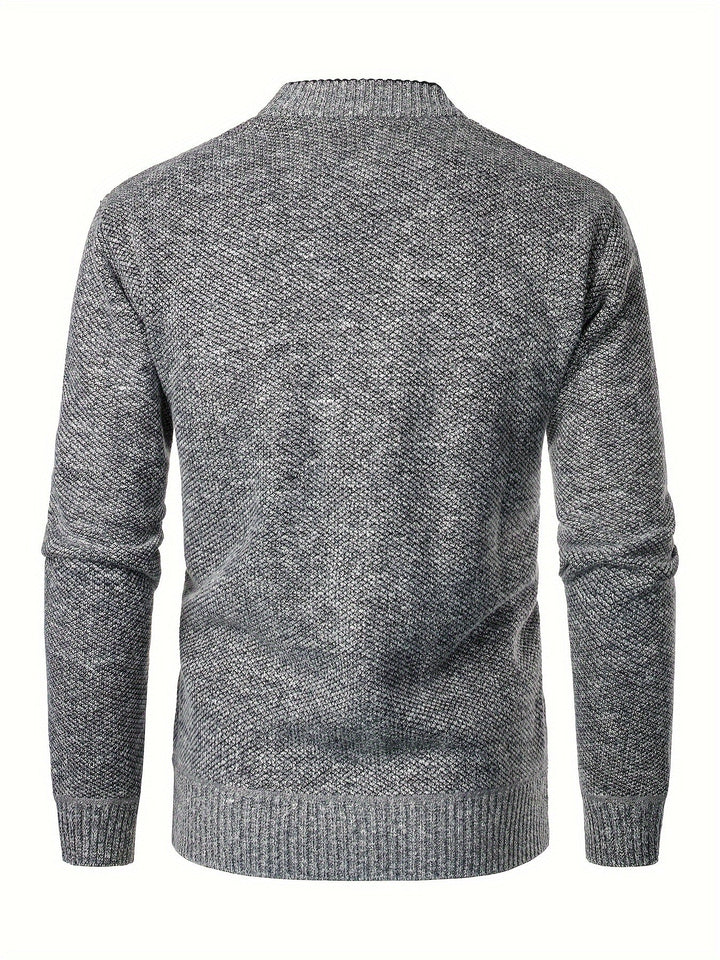 Mens V-Neck Long Sleeve Fleece Cardigan Black Polyester 7