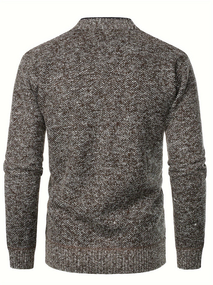 Mens V-Neck Long Sleeve Fleece Cardigan Black Polyester 8