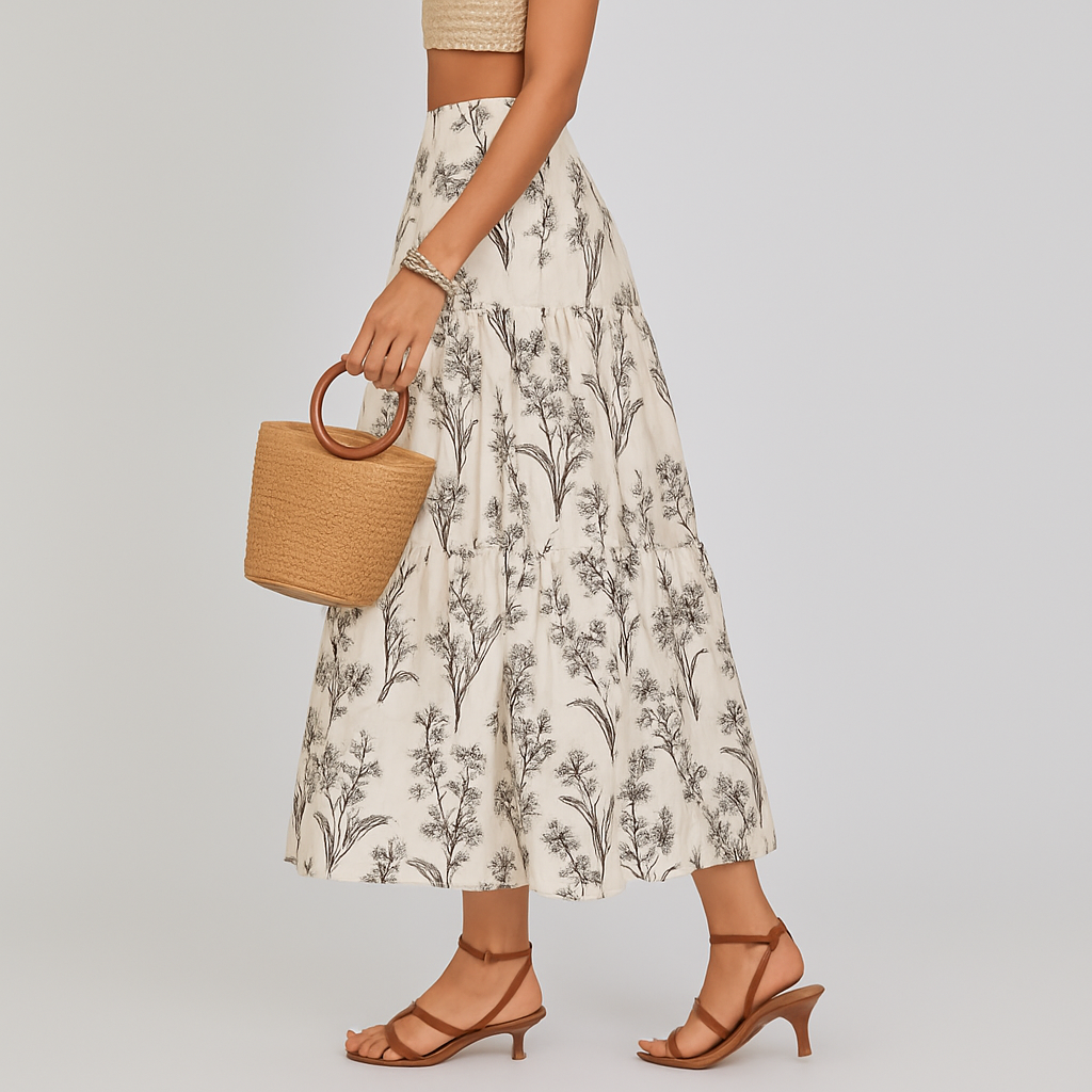 Odette | Women's Floral Print Tiered Maxi Skirt
