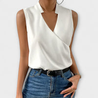 Elowen | Women's Sleeveless Top with Wrap Collar Detail