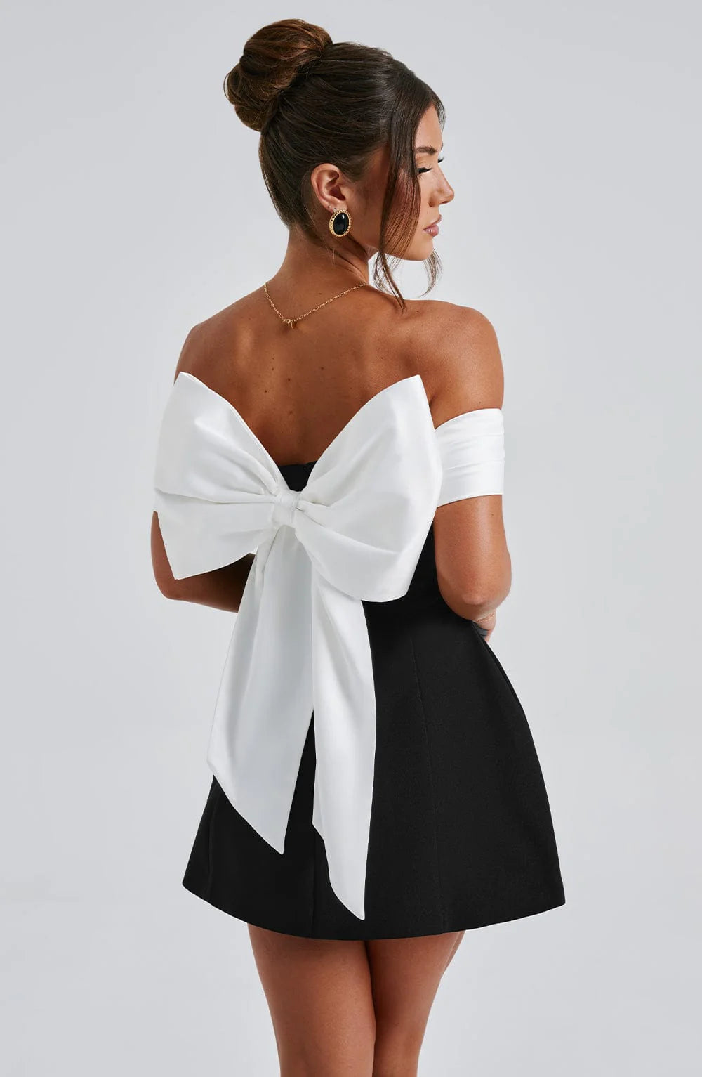 Women's Off Shoulder Fit and Flare Mini Dress Colorblock Pleated Skirt Cocktail