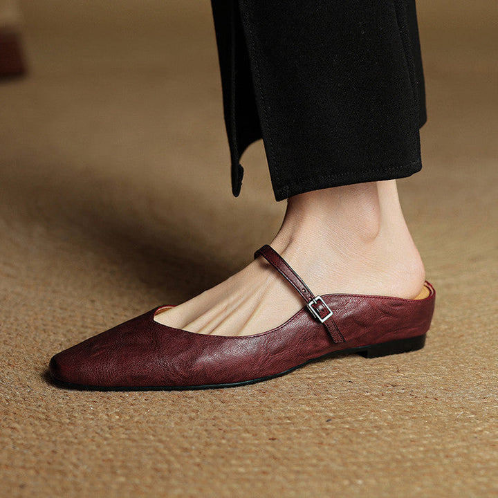 Margot | Pointed Toe Buckle Strap Flats