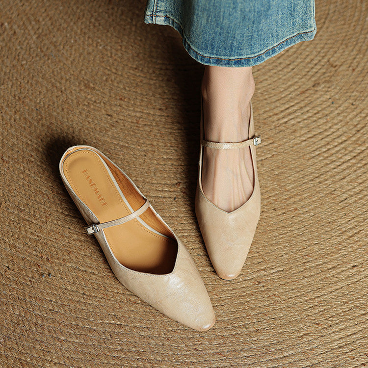 Margot | Pointed Toe Buckle Strap Flats