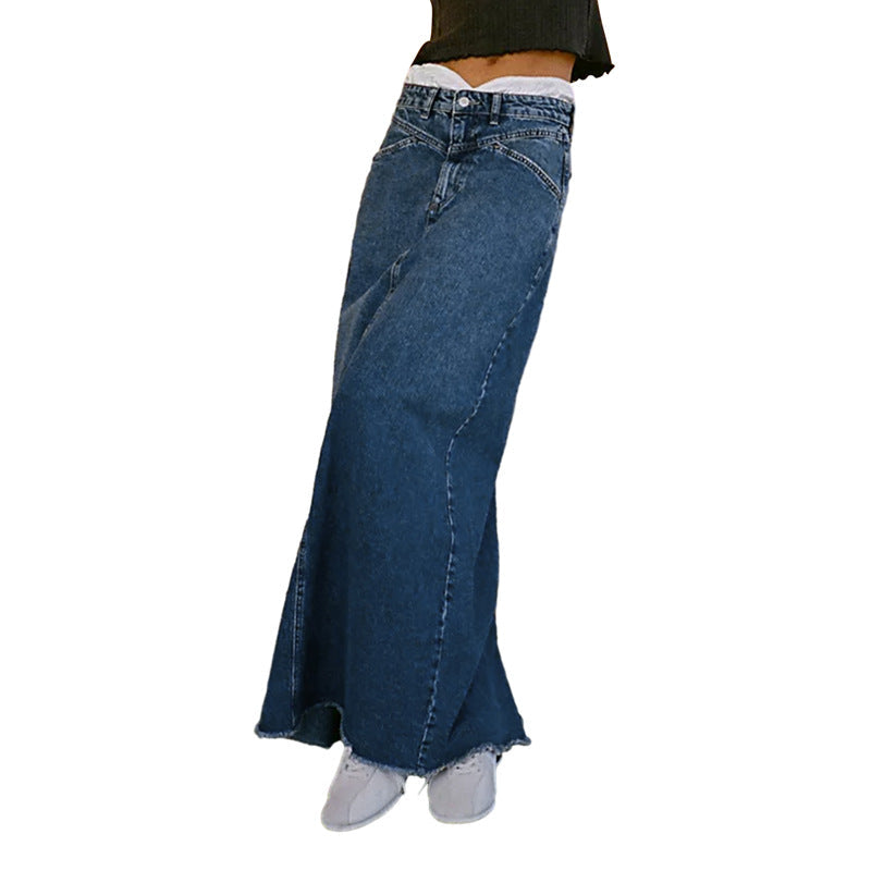 Marguerite | Women's Maxi Skirt – Denim High Waist Design with Pockets