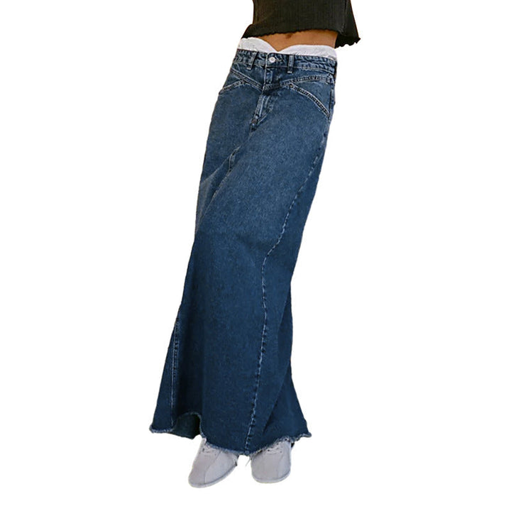 Marguerite | Women's Maxi Skirt – Denim High Waist Design with Pockets