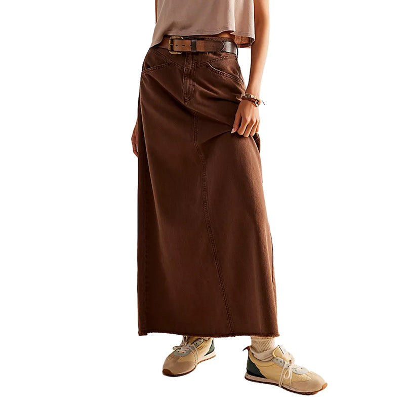 Marguerite | Women's Maxi Skirt – Denim High Waist Design with Pockets