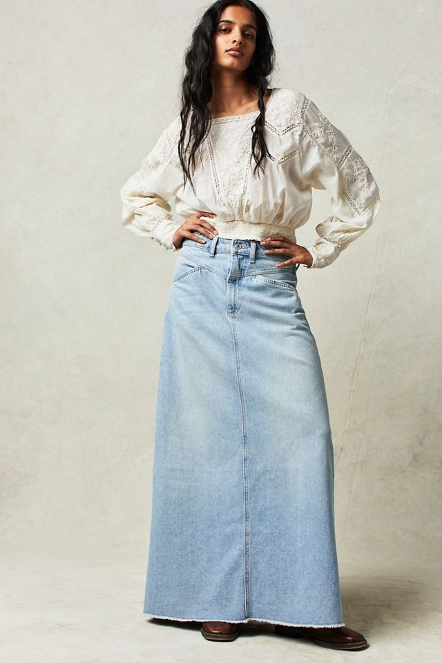 Marguerite | Women's Maxi Skirt – Denim High Waist Design with Pockets