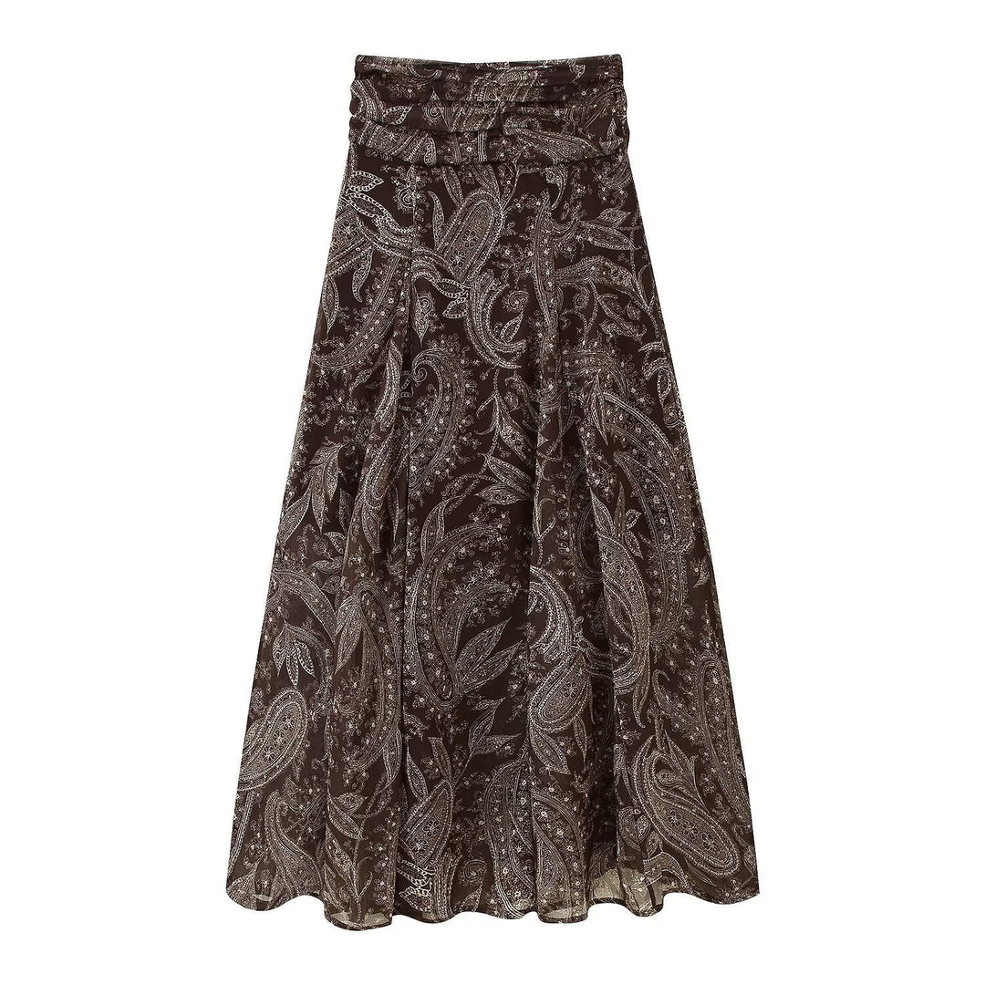 Colette | Women's Maxi Skirt – Paisley Floral Print Elastic Waist Design