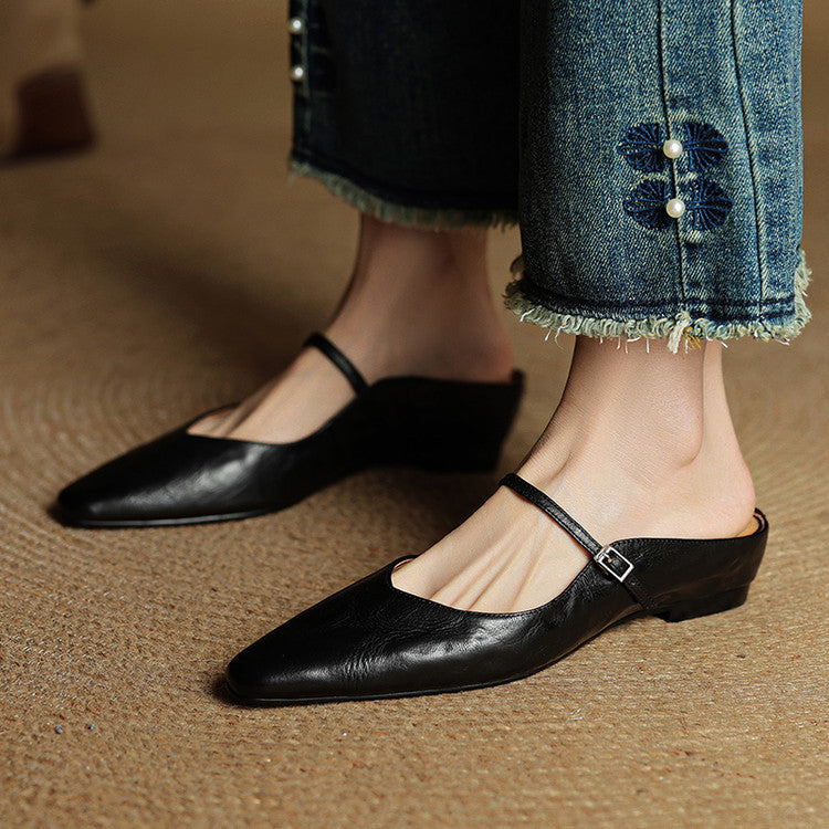 Margot | Pointed Toe Buckle Strap Flats