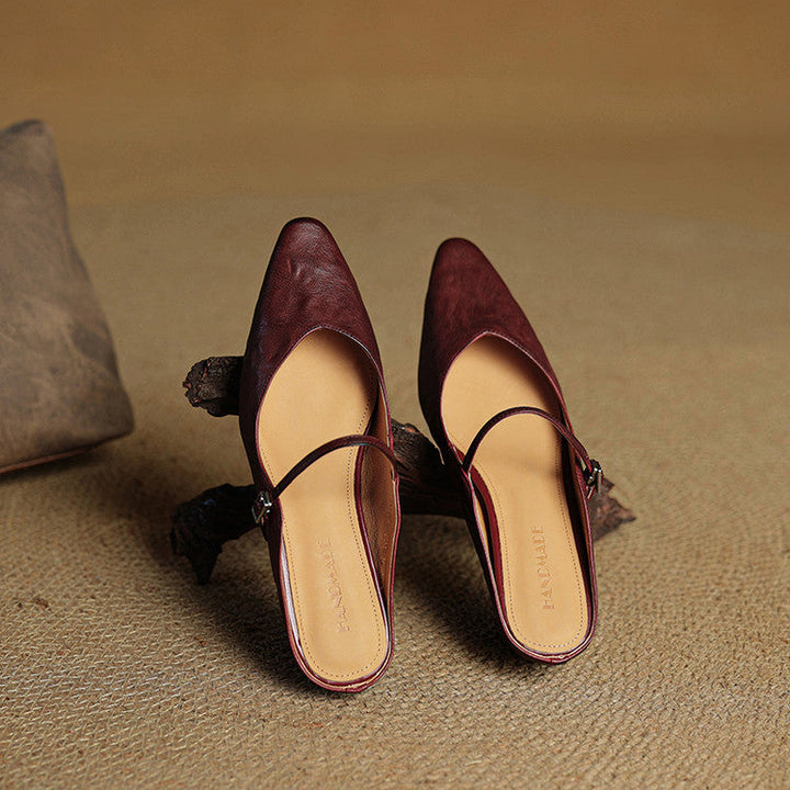 Margot | Pointed Toe Buckle Strap Flats