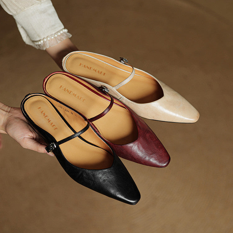 Margot | Pointed Toe Buckle Strap Flats