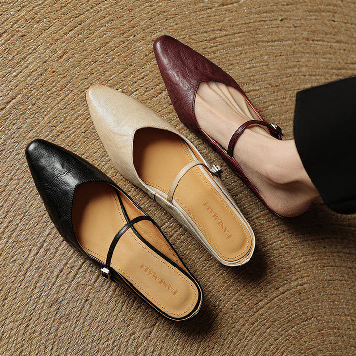 Margot | Pointed Toe Buckle Strap Flats
