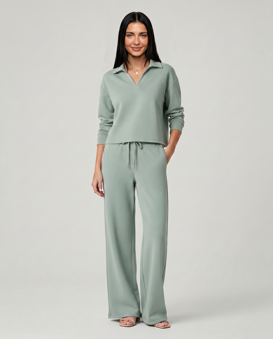 Soraya | Women's Sweatpants – Wide-Leg Drawstring Two-Piece Set