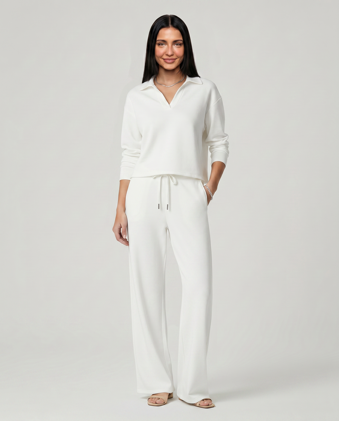 Soraya | Women's Sweatpants – Wide-Leg Drawstring Two-Piece Set