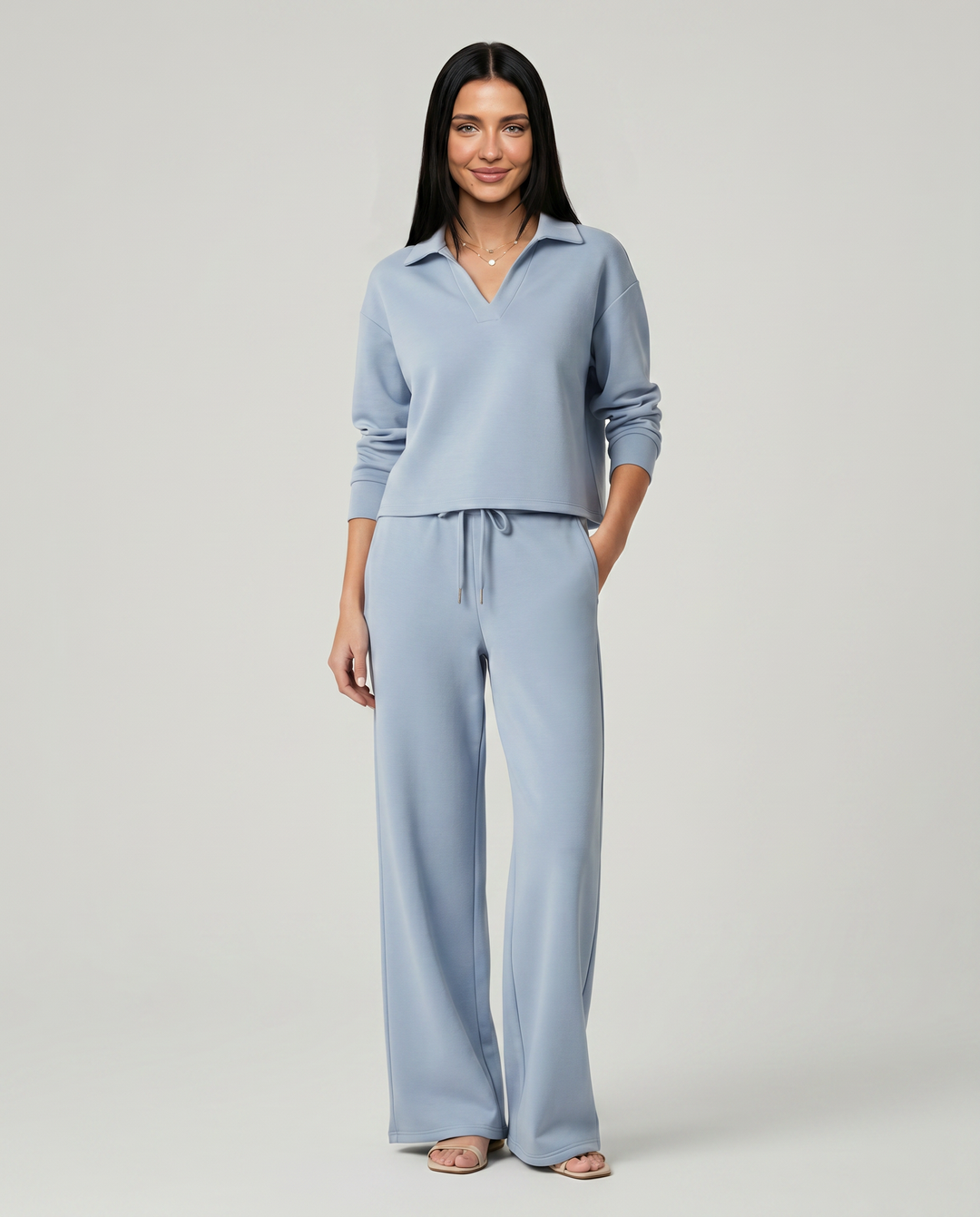 Soraya | Women's Sweatpants – Wide-Leg Drawstring Two-Piece Set