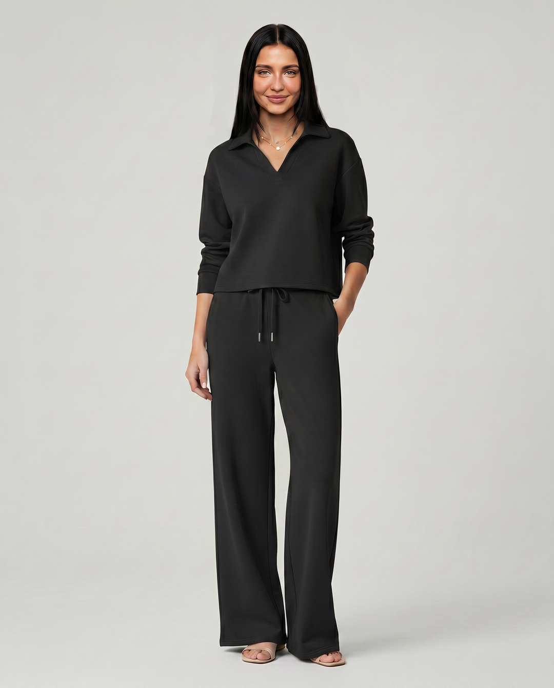 Soraya | Women's Sweatpants – Wide-Leg Drawstring Two-Piece Set