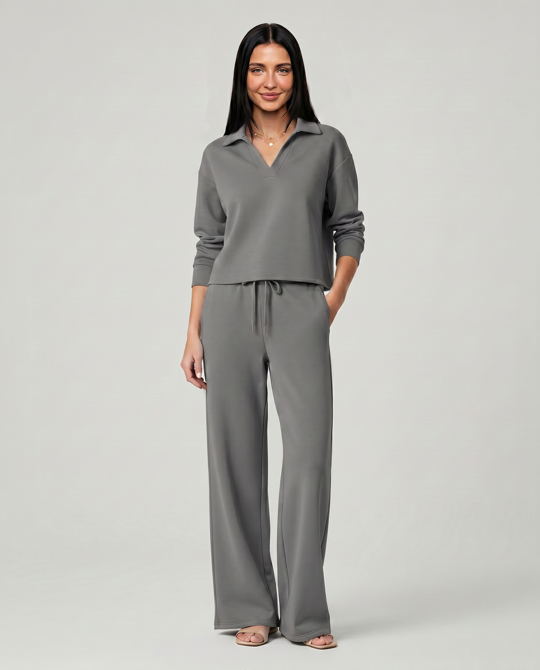 Soraya | Women's Sweatpants – Wide-Leg Drawstring Two-Piece Set