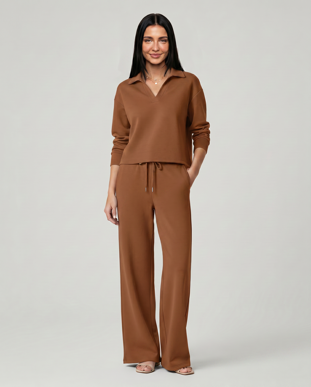 Soraya | Women's Sweatpants – Wide-Leg Drawstring Two-Piece Set