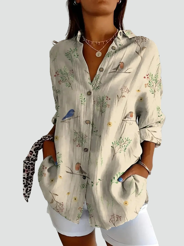 Mosaic Garden | Floral Patchwork Print Tunic Blouse