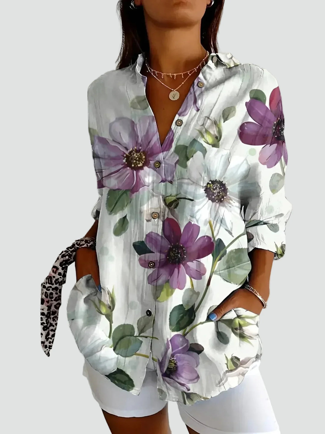 Mosaic Garden | Floral Patchwork Print Tunic Blouse