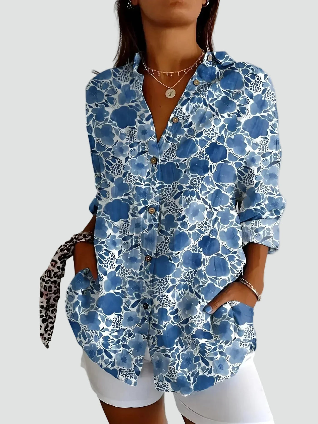 Mosaic Garden | Floral Patchwork Print Tunic Blouse
