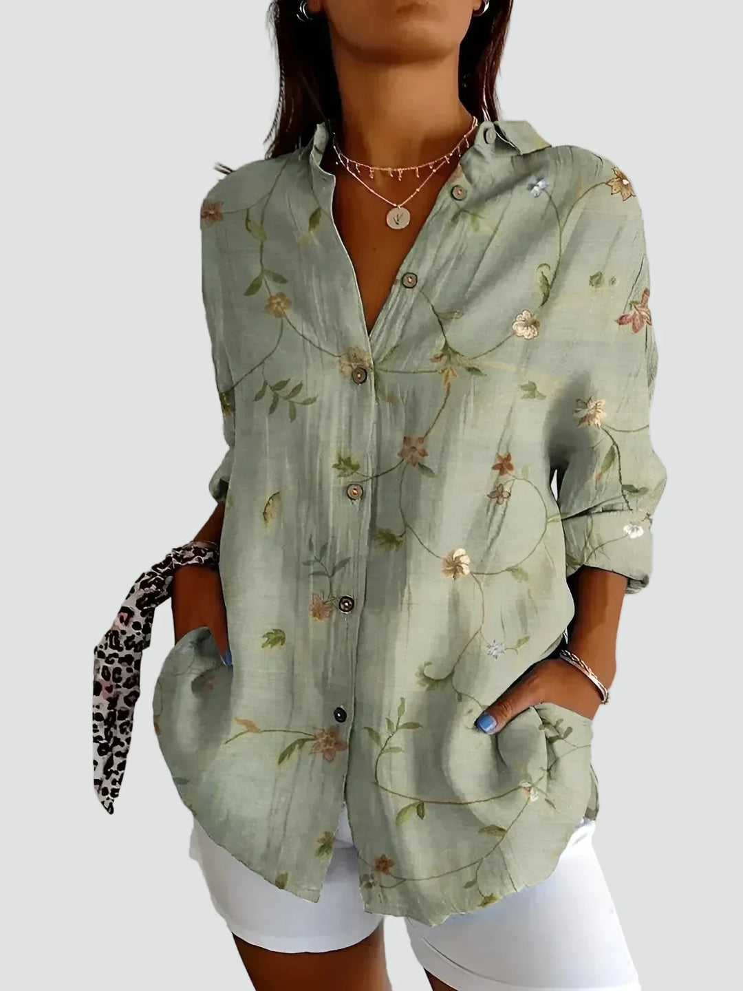 Mosaic Garden | Floral Patchwork Print Tunic Blouse